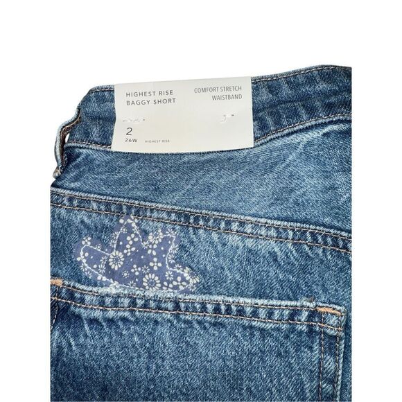 AMERICAN EAGLE HIGHEST RISE STRETCH BAGGY PATCHWORK LIMITED EDITION SHORTS- NWTS - Picture 7 of 8